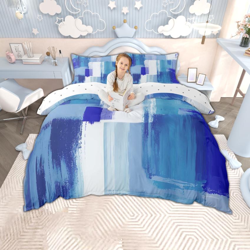 Homewish Modern Ombre Aesthetic Duvet Cover Set, Watercolor Oil Painting Quilt Cover Set, Contemporary Minimalist Bedding