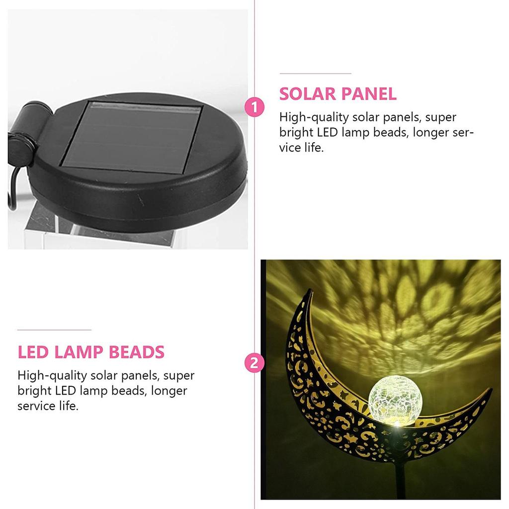 Solar Wrought Iron LED Flame Moon Landscape Lights for Outdoor Courtyards and Villas