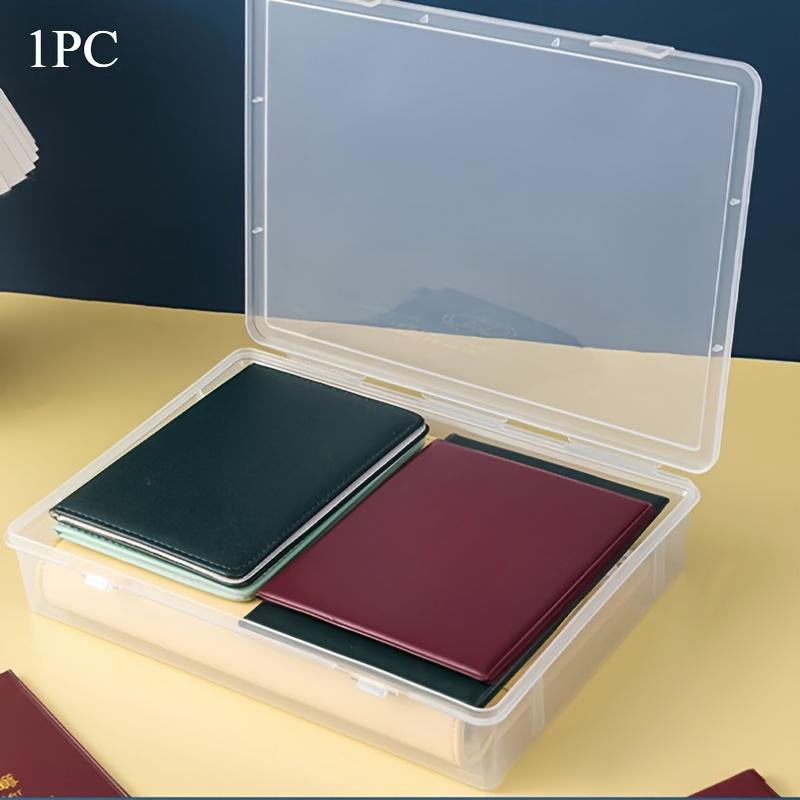 

Transparent Plastic Storage Box with Flip Lid,Durable, Stackable Organizer for Office & School Supplies, Documents
