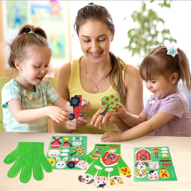Children Hand Puppets Set Montessori Parish Toy DIY Animal Finger Puppets Storytelling Kindergarten Baby Interaction Social Tool