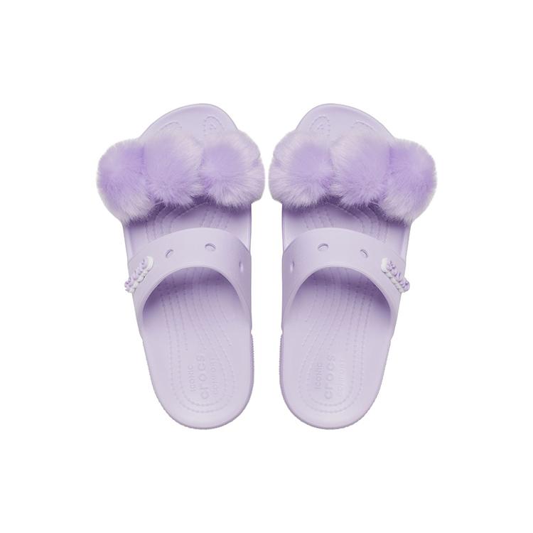 Crocs Classic Fur Sure Slip On Sandals 'Lilac' Women's 207405-530