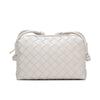 Womens Small Square Leather Crossbody Bag With Woven Detail Soft Genuine Cowhide Shoulder Phone Camera Daily Use