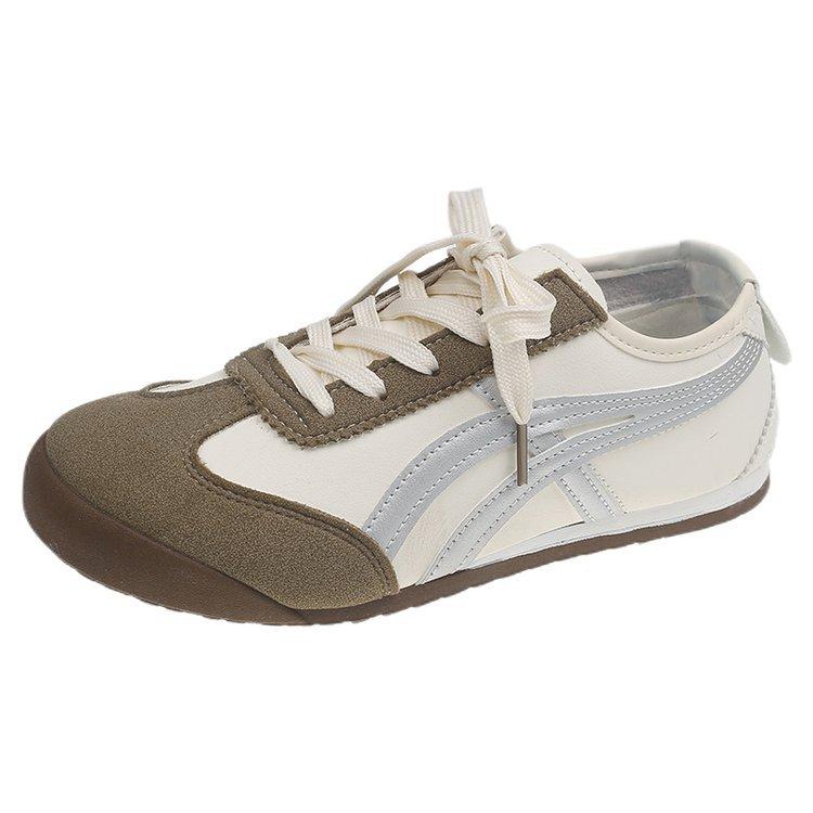 Soft leather version ballet style pink German training shoes women's spring 2025 new sports and leisure shoes retro flat Forrest Gump shoes