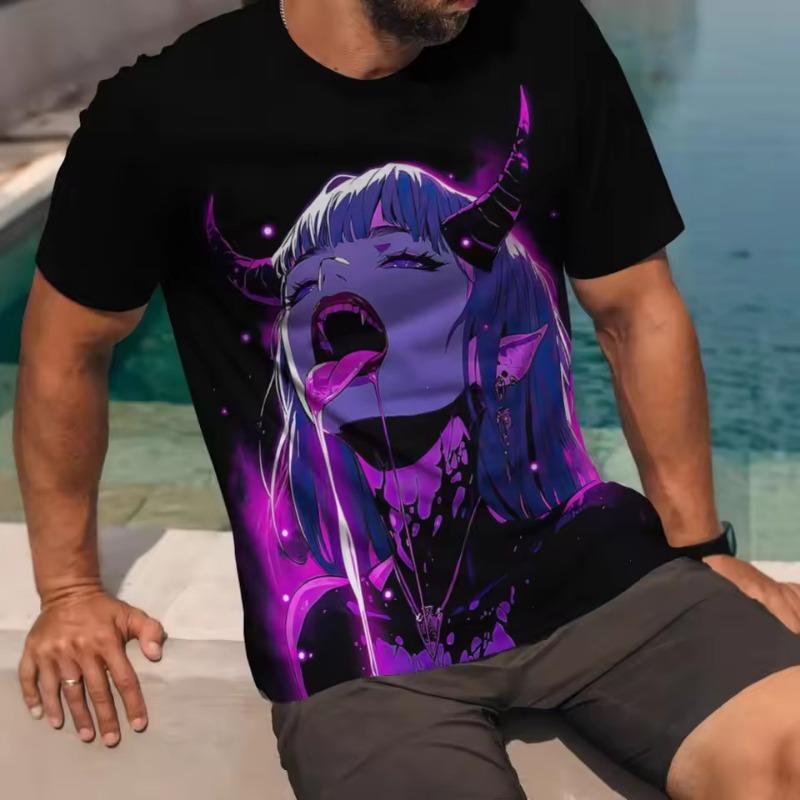 Street Trend Funny Men's Clothing Casual T-shirt 3D Printing Creative Graphic Short Sleeved Loose Round Neck Top Men