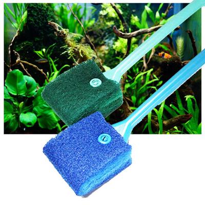 Double Side Brush Scrubbers Aquarium Long Handle Fish Tank Cleaning Tool