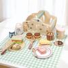 Kids Pretend Play Simulation Portable Picnic Basket Kitchen Food Toys Wooden Food Play Set Imitation Game Roleplay Toy for Kids