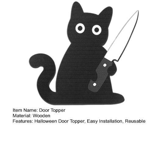 Black Cat Door Topper Halloween Door Frame Decoration Spooky Wooden Cat In Playful Poses