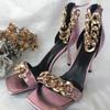 New Fashion High Heels Sandals Women With Chain Square Toe Sandalias De Las Mujeres Wedding Shoes Women Party Femmes Chaussures