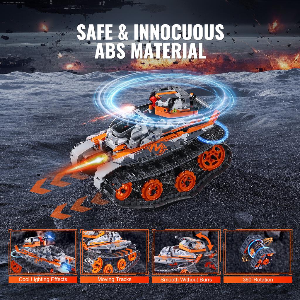 SucceBuy  5-in-1 RC Technical Car APP Controlled 554pcs Blocks STEM Toys Car/Robot/Tank/Snowplow Building Set for Kids Gifts