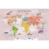 3d Kids Room Photo Mural Cartoon Girls Bedroom Pink World Map Airplane Hot Air Balloon Wallpaper Home Decor
