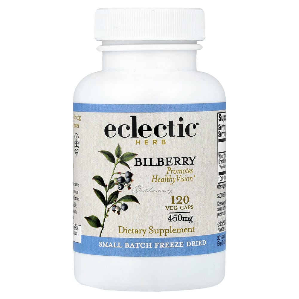 Eclectic Institute Fresh Freeze-Dried Bilberry 400mg Veggie Capsules, 120 Count