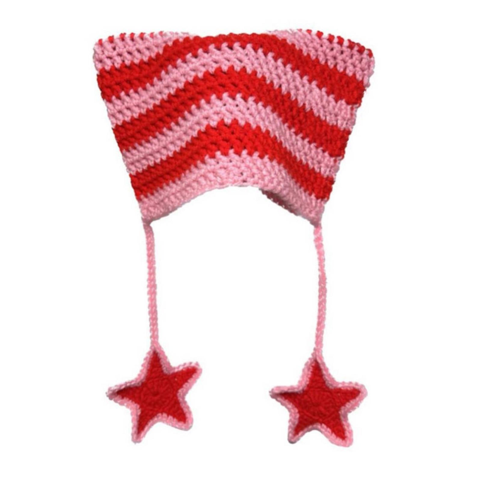 

Дорослий Дитячий В язаний Смугастий Капелюх з Котячими Вушками Милий Студентський Капелюх для Велоспорту на Відкритому Повітрі, Лижний Капелюх, Зимовий Капелюх для Збереження Тепла для Повсякденного Носіння 2