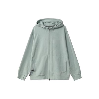 Logo Embroidered Solid Color Hooded Zip Jacket Men Jackets Green DQ4877-330