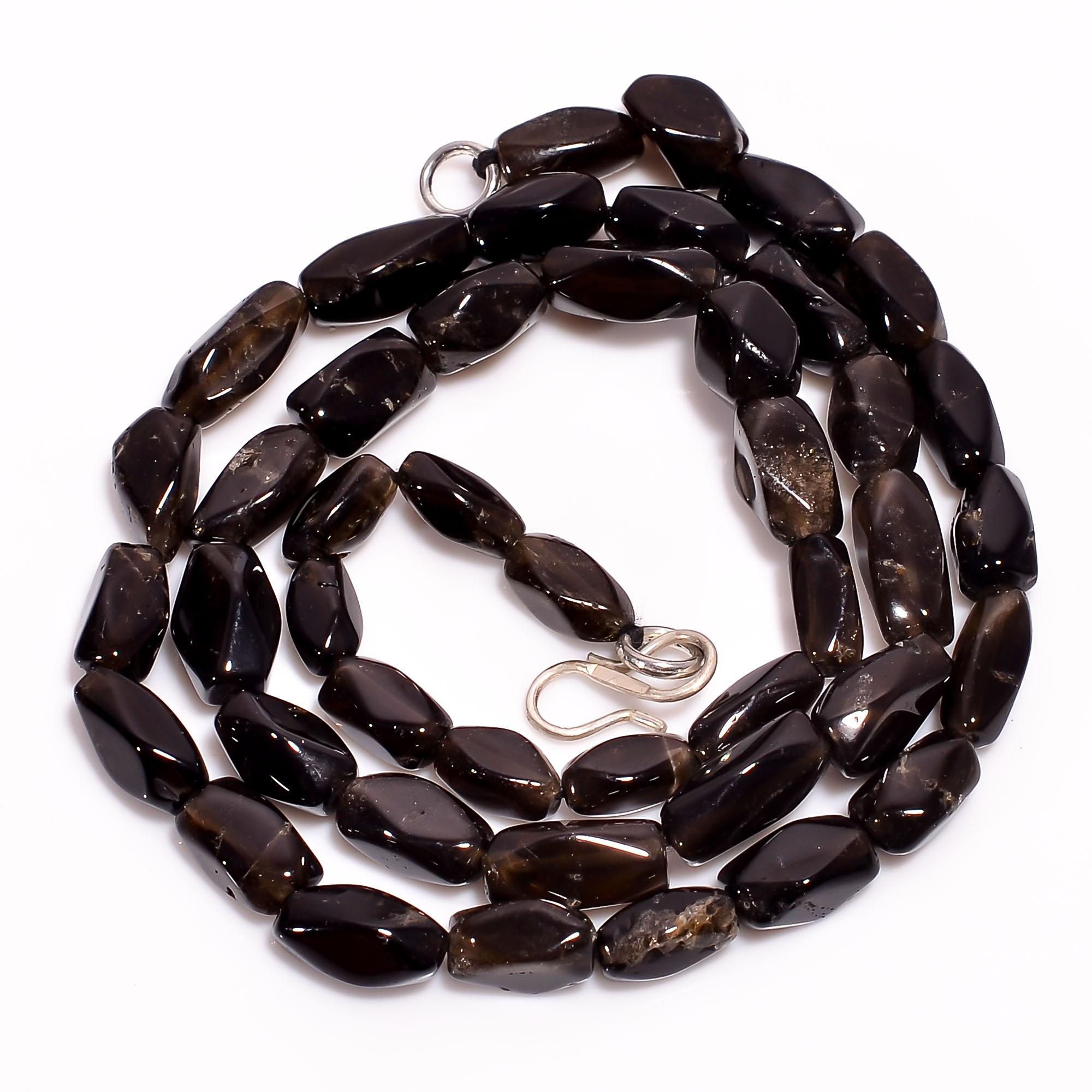 

ААА+ 100% Натуральный Дымчатый Кварц Фантазийный Гладкий Ожерелье из Бусин 8-12 мм 18 UB-8508