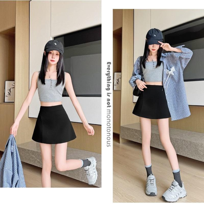 New Women's Summer Sports Skirt Spice Girl High Waist Casual Skirt Solid Color Versatile High Waist Skirt Short Skirt Pants