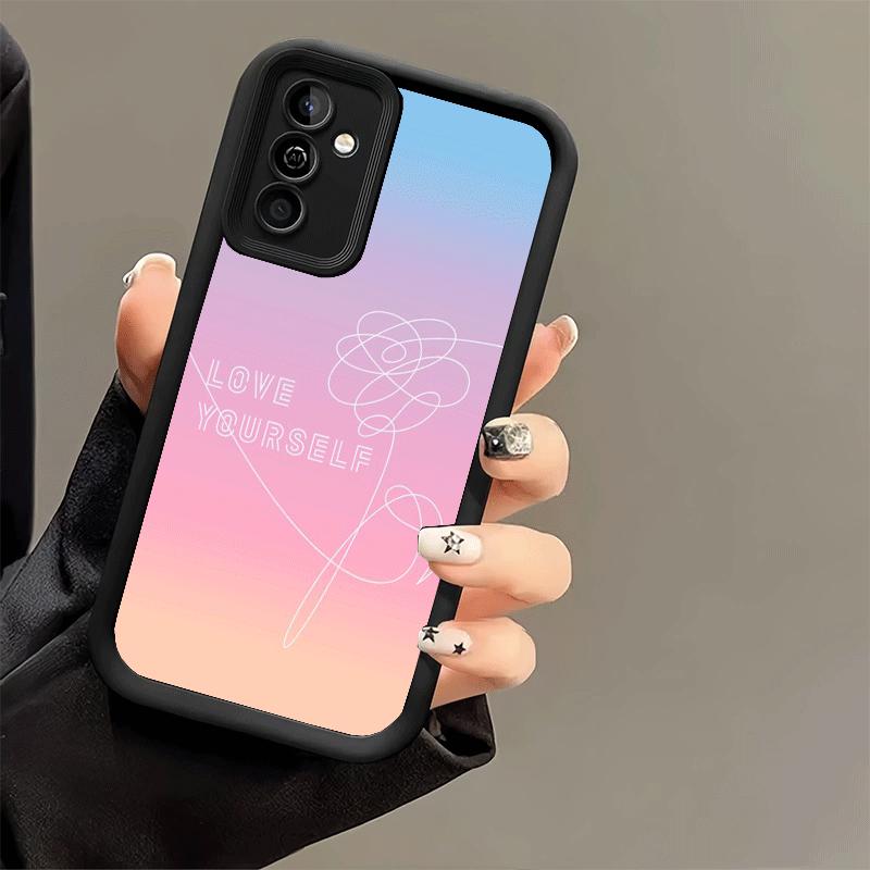 Love Yourself Flower Heart Line Kpop Soft Phone Case for Samsung Galaxy A17 A16 A26 A36 A56 A15 A25 A35 A55 A14 A24 A34 A54 A13