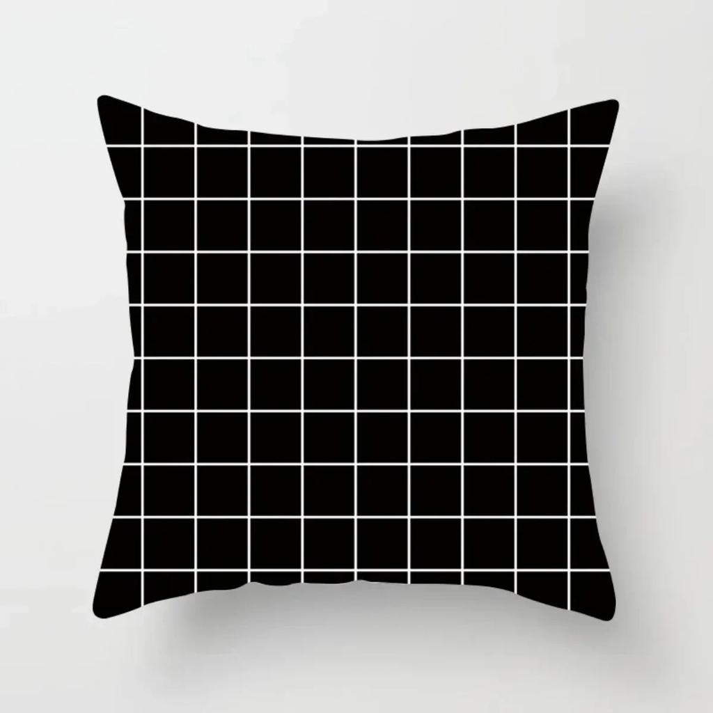 Geometrischer Kissenbezug Schwarz und Weiß Kissenbezug Gestreift Gepunktet Kissenbezug Gitter Dreieckig Geometrischer Kissenbezug
