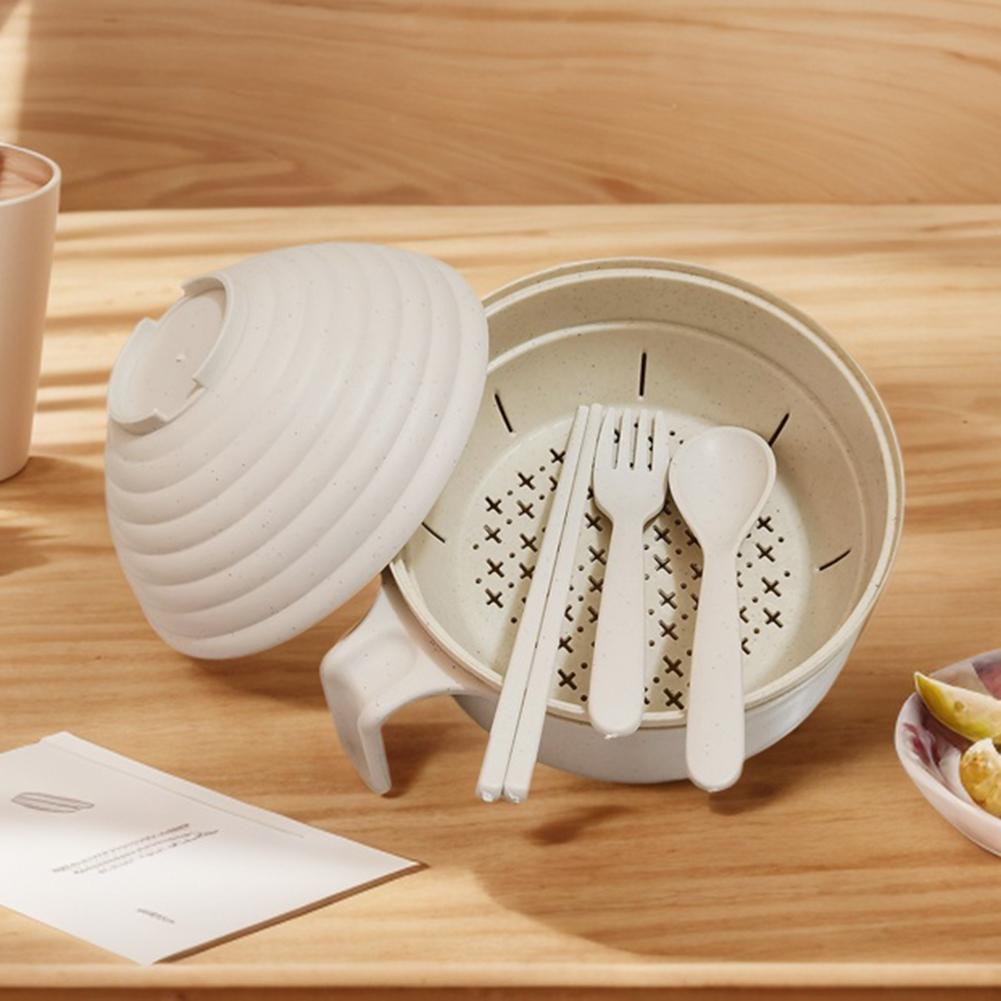 Ramen Kocher Ramen Schüssel Set mit Löffel Essstäbchen Gabel Mikrowellen Nudelschüssel Schnell Ramen Kocher Studentenwohnheim Essentials
