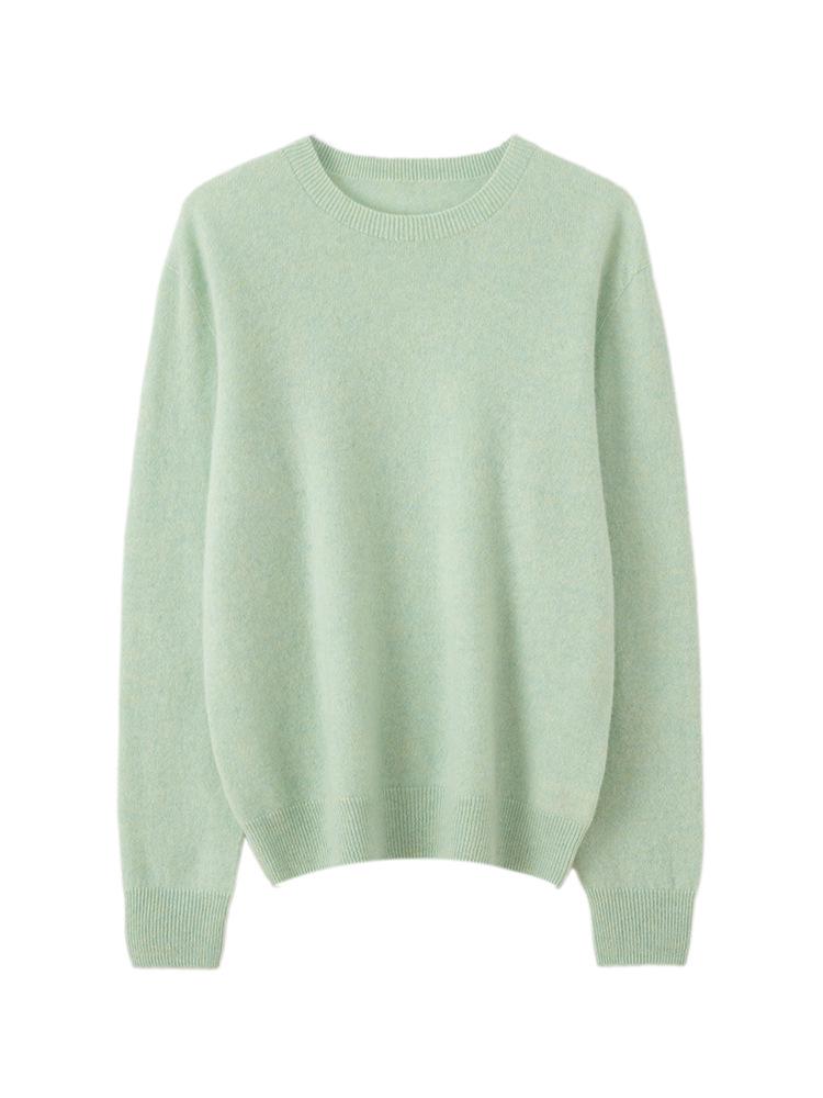 Women's Round Neck Cashmere Sweater - 100% Knit, Versatile Long Sleeve for Autumn/Winter Business Casual
