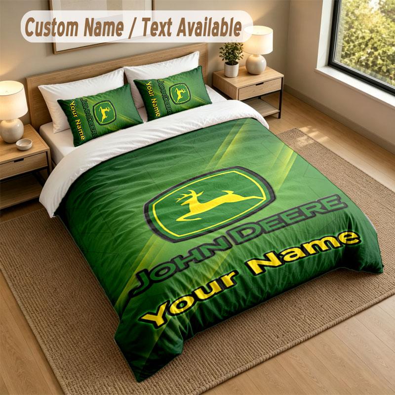 Bedding Set 1 Duvet Cover 2 Pillowcases John Deere Print Soft Bed Linen Bedroom Decor