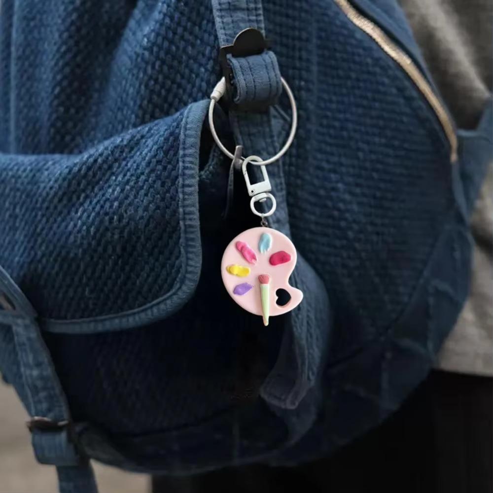 with Paintbrush Artist Palette Palette Paintbrush Keychain Resin Keychain Pendant  Bags Backpacks