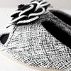 Tweed heeled grey slippers, (size M)