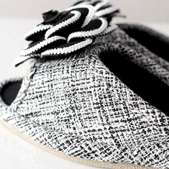 Tweed heeled grey slippers, (size M)