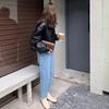 Women's European Style Brown PU Leather Jacket - Retro Petite Spring/Autumn 2025