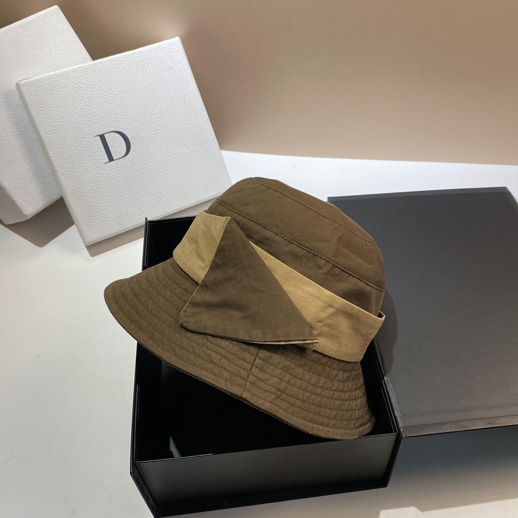 Designer Contrasting Color Bucket Hat Simple and Elegant Cotton Casual Hat Outdoor Travel Shading Foldable Basin Hat