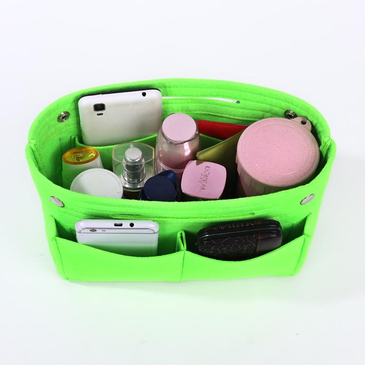 Large Capacity Felt Makeup Bag: Multifunctional Women's Travel Organizer with Snap Closure