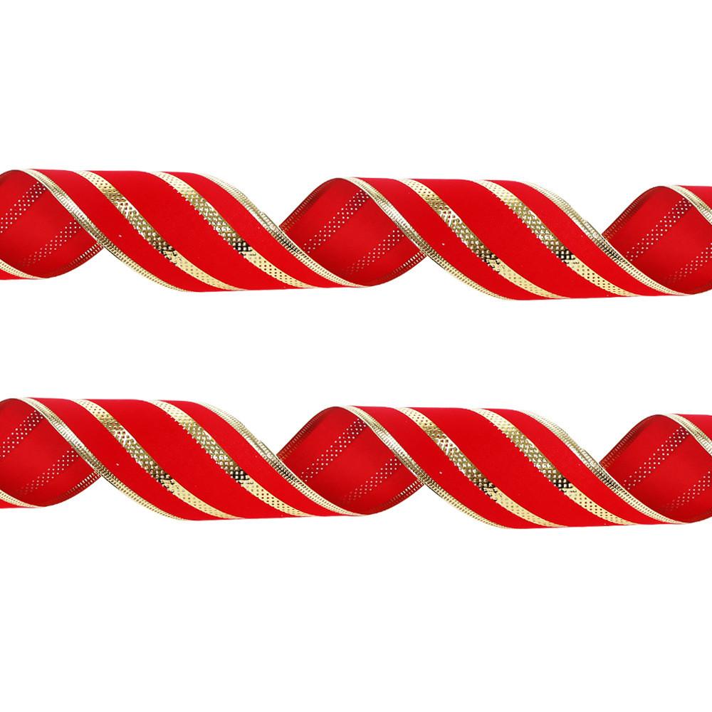 Premium Quality 2 Meter Red Velvet Holiday Ribbon With Sophisticated Silver Border