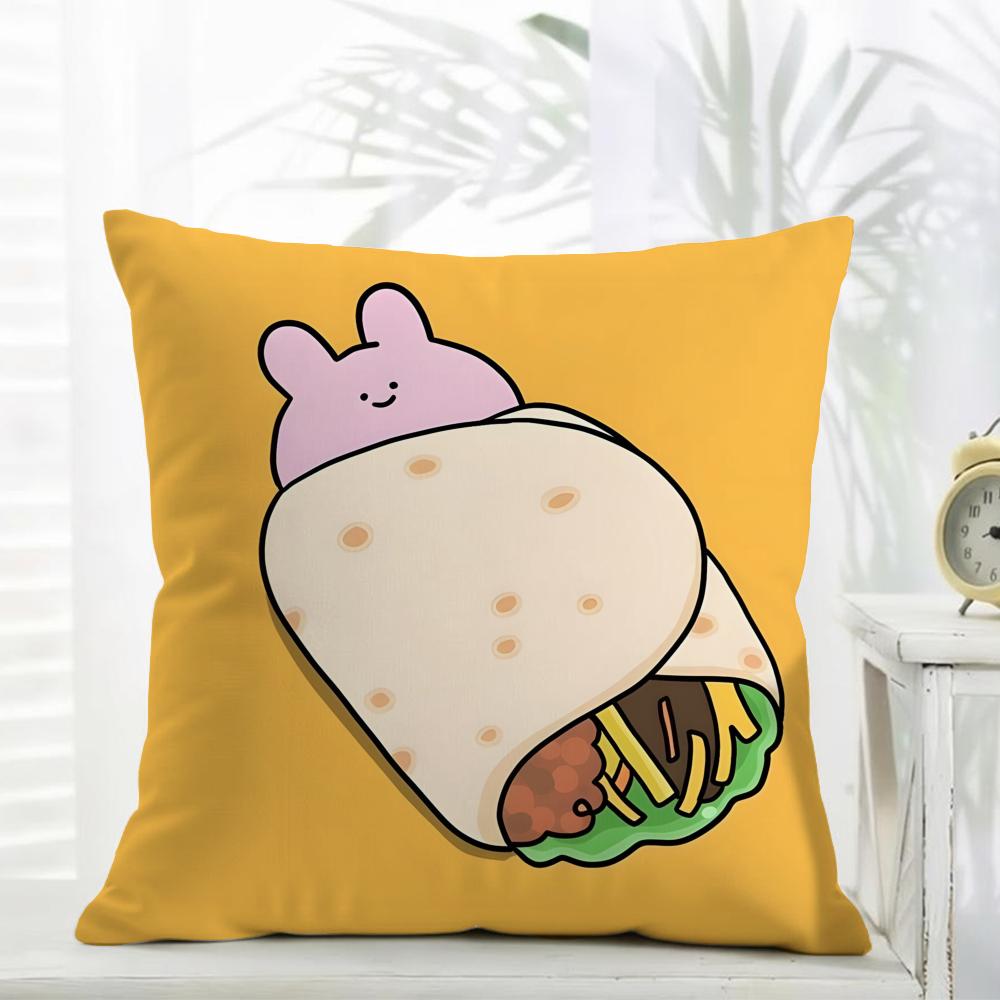 Asamimichaan Asleep Cute Asamimi Cushion Cover comfort Daily Washable Linen Soft  for Sofa Bed Home Room Decor