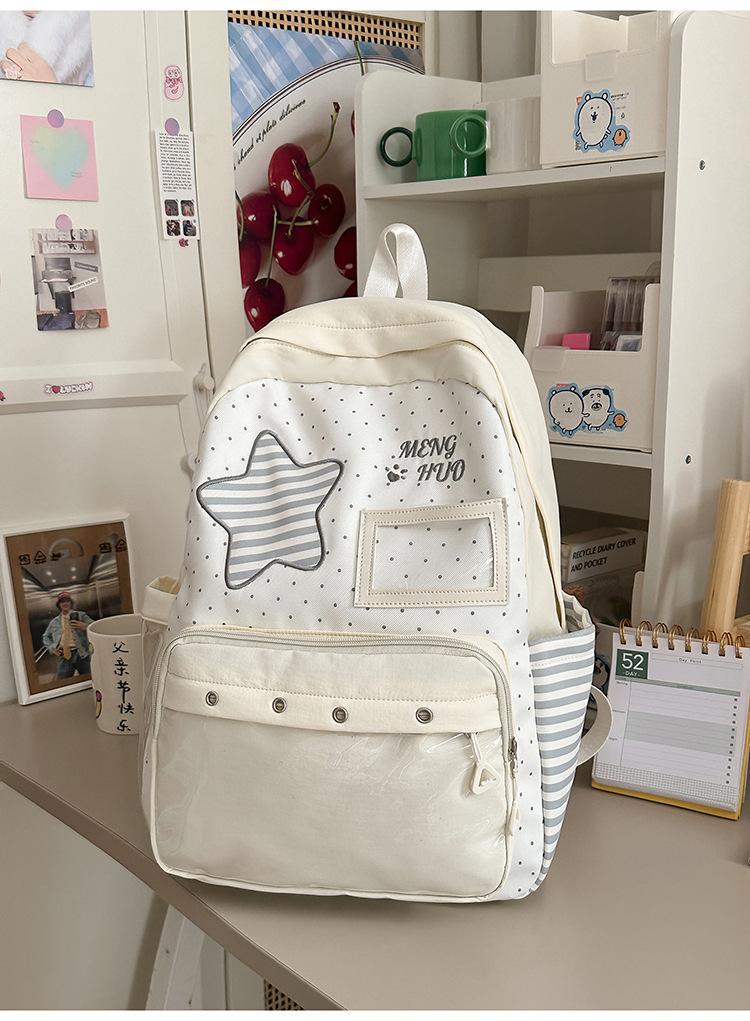 Schoolbag Sweet Wind Milk Blue Striped Stars Student Backpack Korean ins Vitality Age Reduction Travel Small Backpack