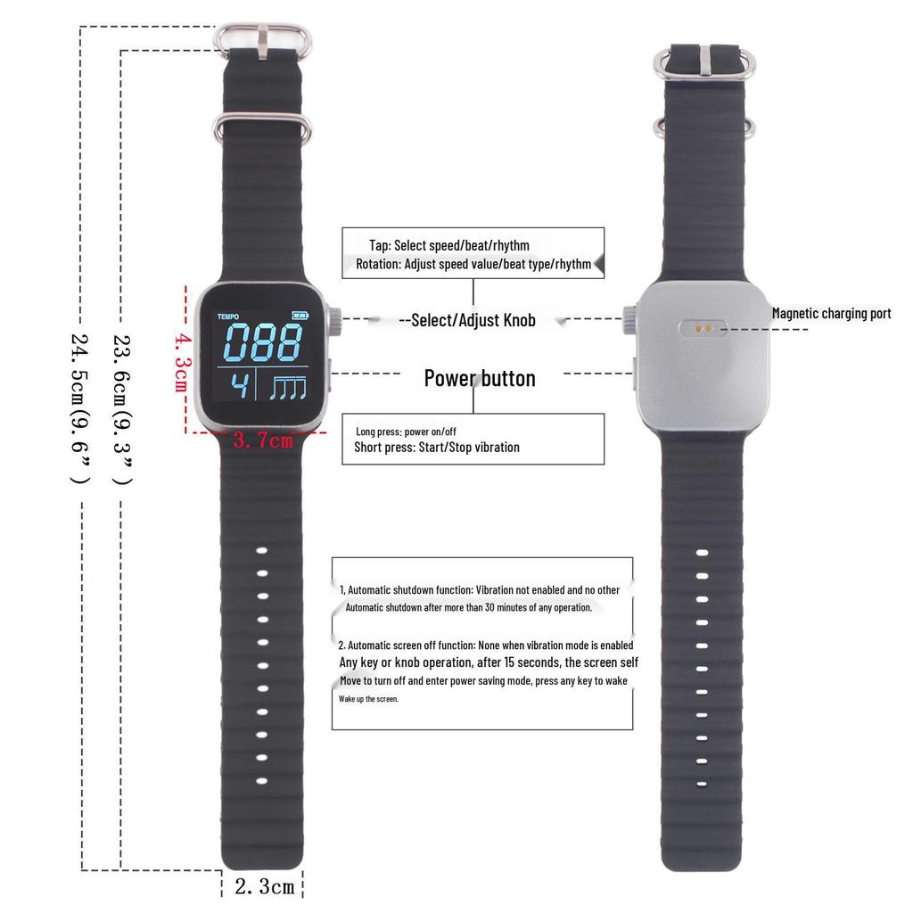 Smartwatch Vibration Metronome for Running, Piano, Ukulele & Guitar Rhythm