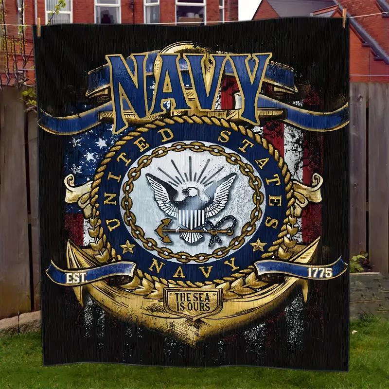 Marine Corps emblem digital-printed polyester Bedroom velvet flannel cover blanket Fleece soft sofa cover blankets for beds