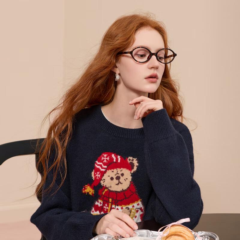 Sancai 2025 Winter Relaxed Fit Jacquard Knit Pullover