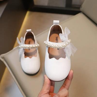 Girls Performance Shoes Spring  Autumn New Baby Soft Sole Flats Children's Princess Shoes Pearl  Kids Mary Janes with Lace Sweet
