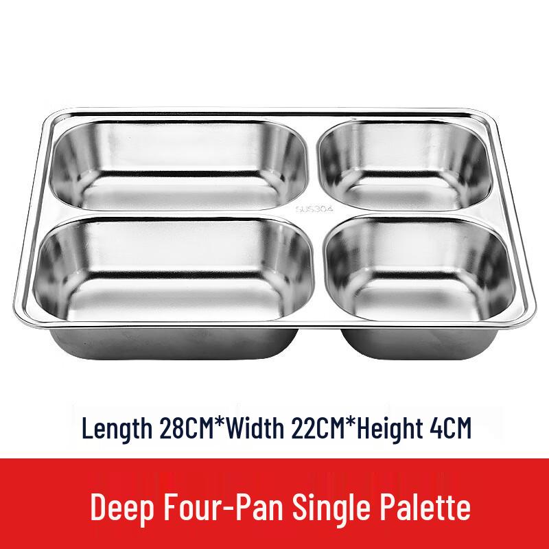 LIJIA FITMENT Stainless Steel 4-Compartment Canteen Tray