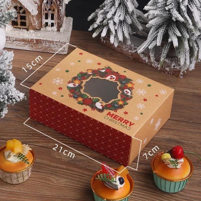 5/10/20 Stück Weihnachts-Süßigkeitenbox PVC-Fenster Keksbox Lebkuchenbox Navidad Natal Noel Frohe Weihnachten Dekoration für das Neue Jahr 2025