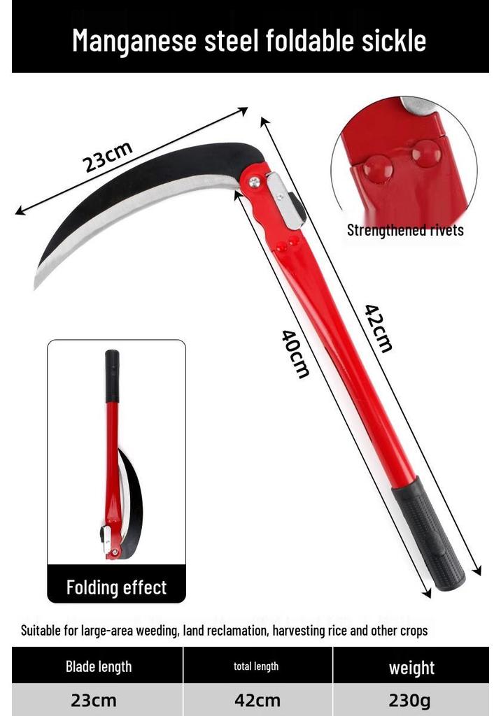 Manganese Steel Multi-Functional Sickle: Grass, Weed, Wood, and Corn Harvesting Tool