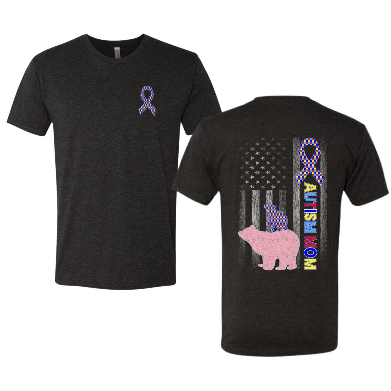 Autism Awareness Mom Bear Puzzle Autism Ribbon Mens Premium Tri Blend T- Shirt 2XL