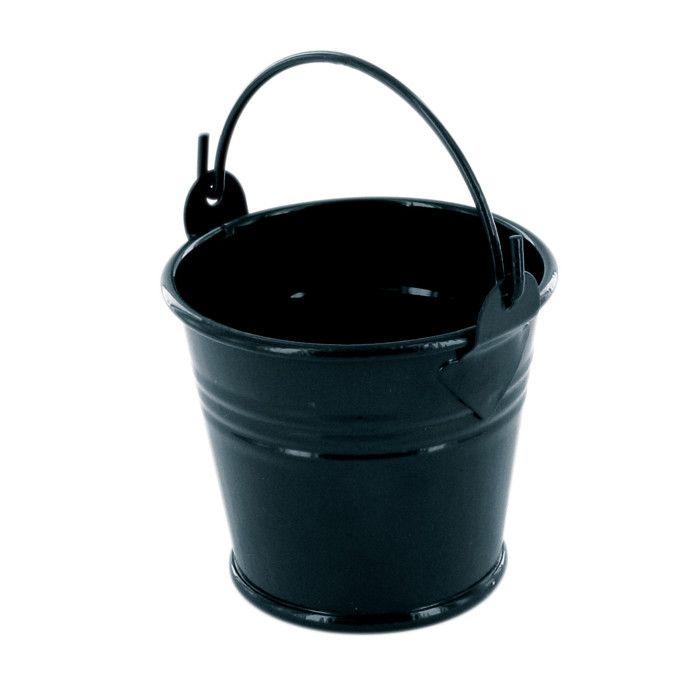 Black Metal Bucket Ø 6.5 Cm X H 6.2 Cm