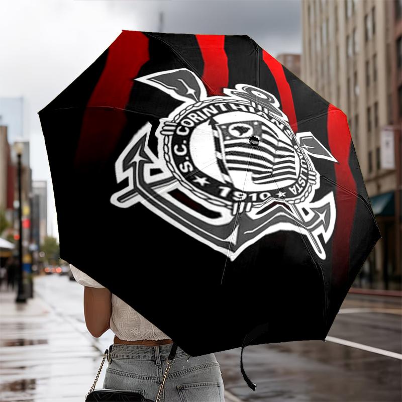 Ombrello con Emblema di Squadra di Calcio a 8 Stecche per Viaggio, Campeggio, Ombrello Leggero Portatile Casual, Essenziale per ogni Famiglia Regalo per le Vacanze
