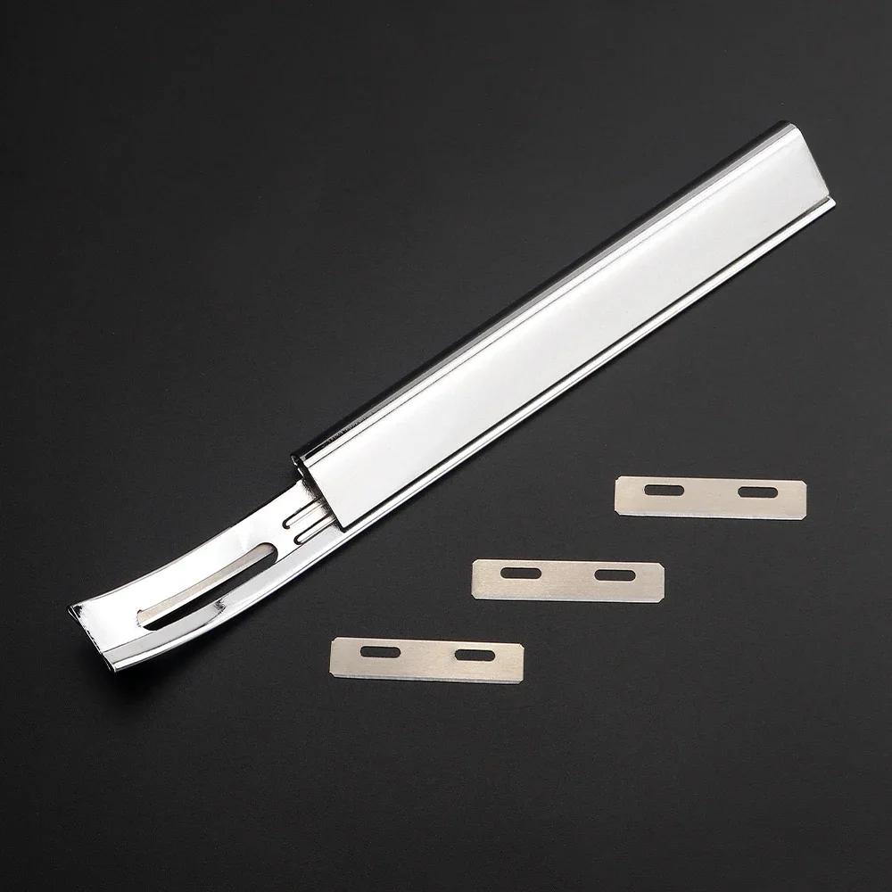 Metal Leather Thinning Knife Home Safety Beveler DIY Cutting Tool with Replacement Stainless Steel Blade Thinning Leather Crafts