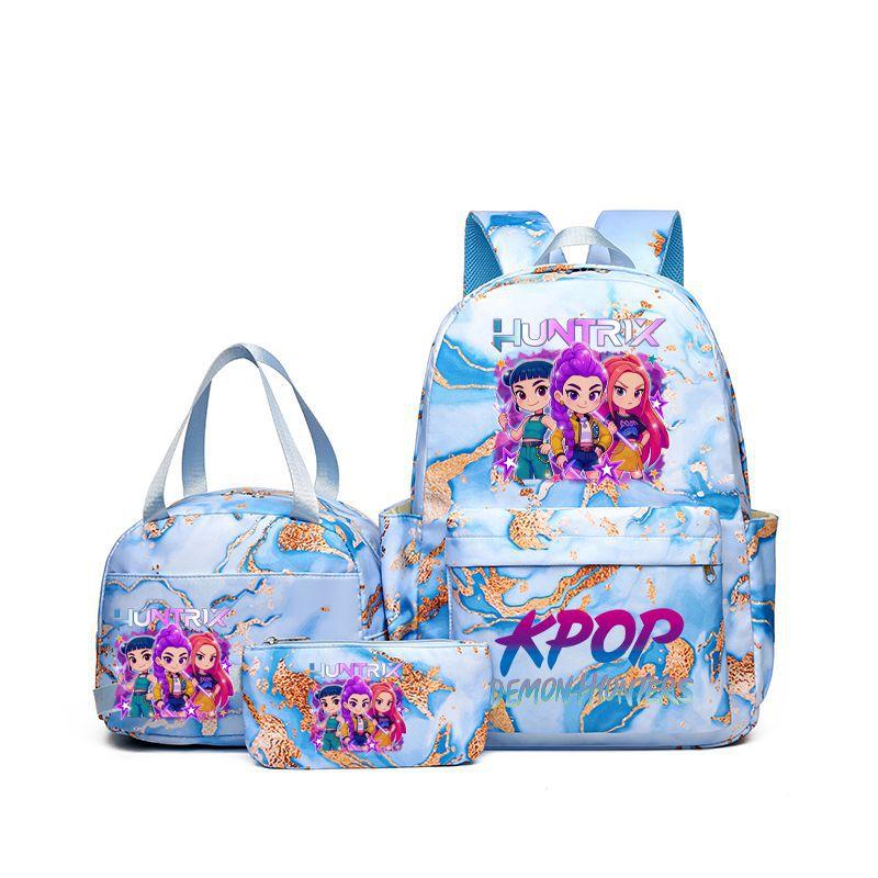 

2 New kpop witch hunters printed student schoolbag backpack shoulder pencil case three-piece set