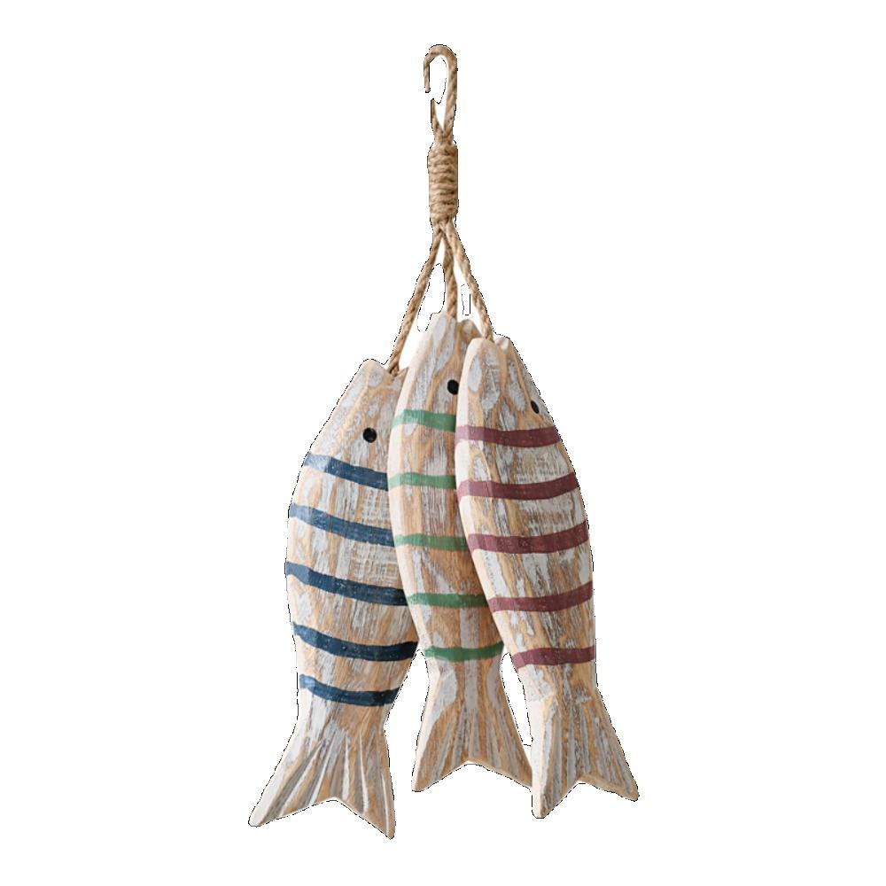 Mediterranean Fish Pendant Handmade Solid Wood Fish String Wall Decoration Wall Decoration Simulation Fish String Decoration