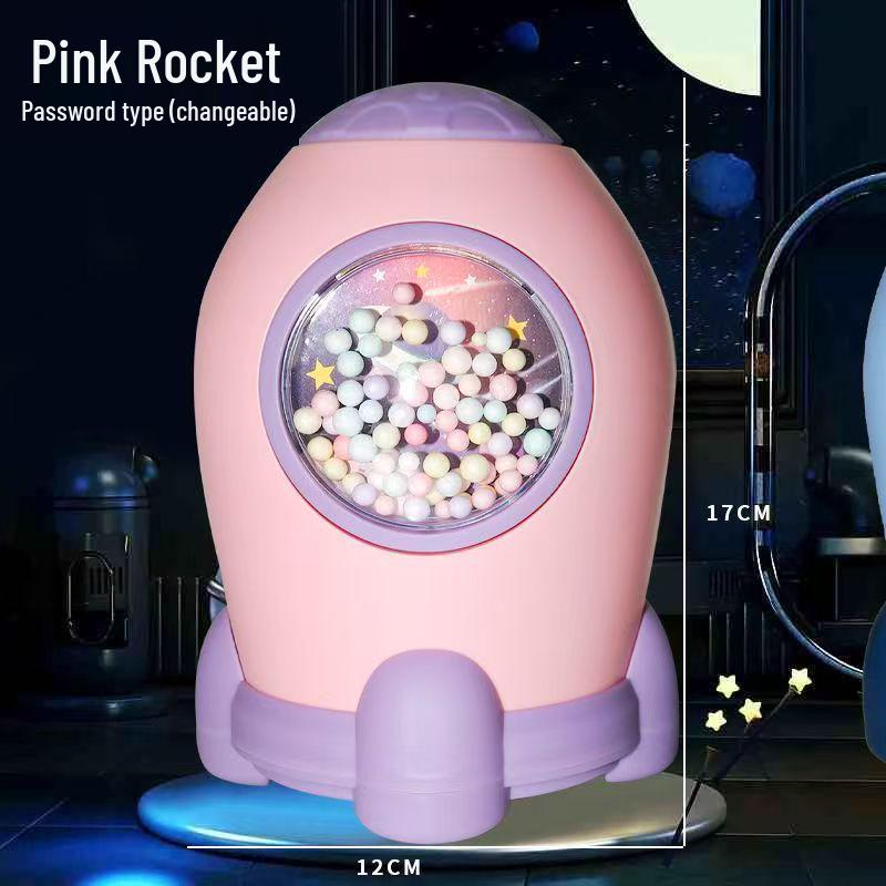 

Большая пластиковая мультяшная копилка-ракета для мальчиков с запираемым сменным паролем 12 x 17 cm