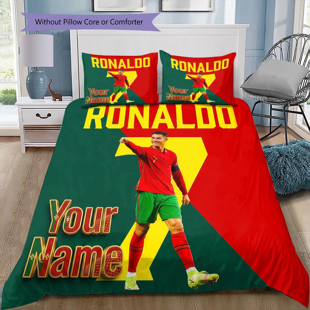 Biancheria da letto con Momento Celebrazione di Ronaldo Personalizzato, Set Trapunta Copripiumino Federa Regalo di Compleanno per la Casa (1 * copripiumino + 2 * federa, senza nucleo)