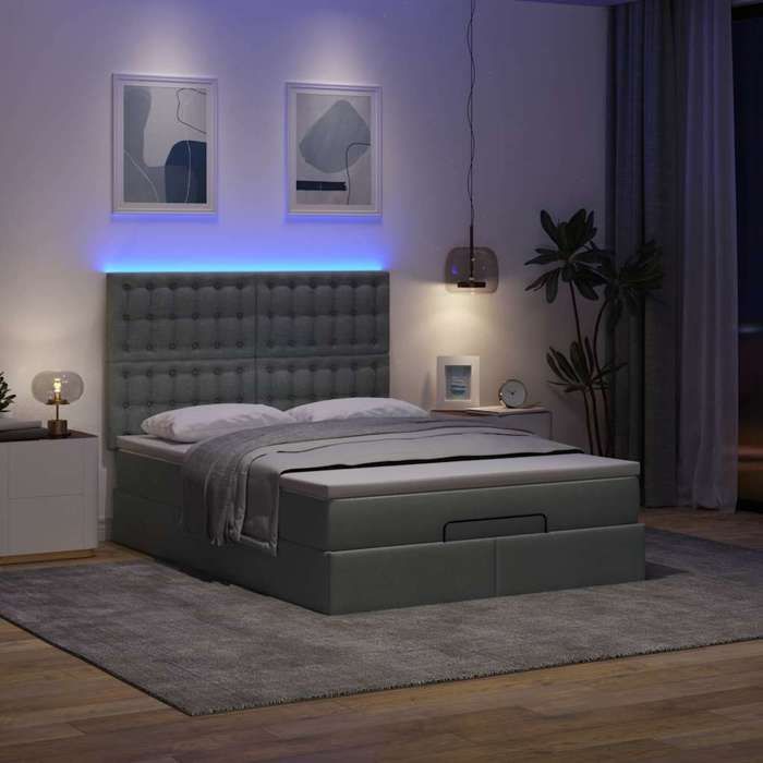 VidaXL Ottoman Bed Frame with Mattress Dark Grey 140x200 Cm Fabric, Bed Frame, Upholstered Bed Frame, Bed Frame 3314177
