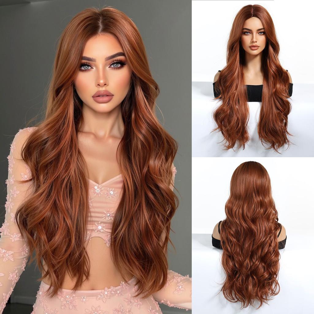 Long Curly Silver White Synthetic Wavy Wig Medium Part Water Wave Wigs For Women Daily Cosplay Halloween Colorfull Fake Hair